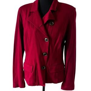 Cabi Women’s Rhubarb Red Outing Blazer Ponte Knit Burgundy Size 10